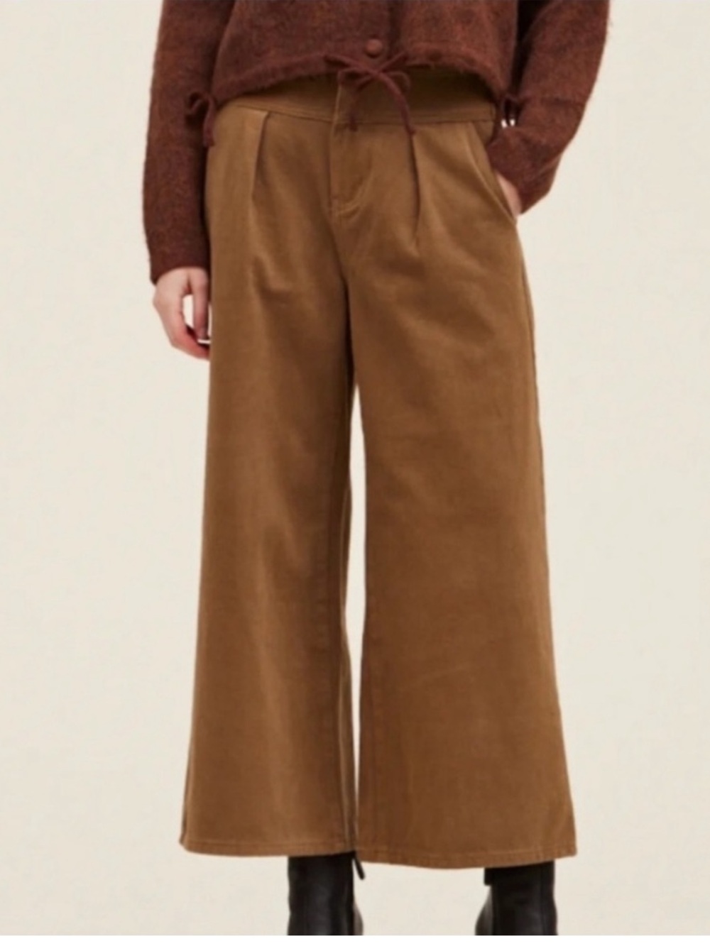 Grade and gather super wide leg pants elastic waist pull on baggy size M fall